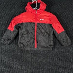 Kids‎ Nike Windbreaker Full Zip Warm Jacket Red Black Size 3T 2-3 Years Hooded